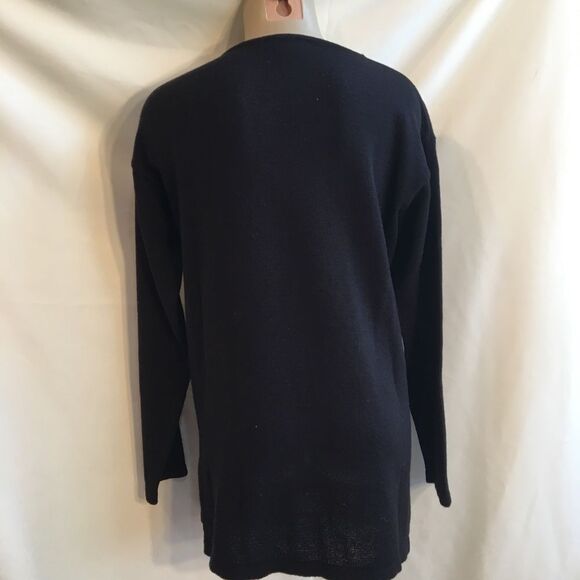 Joan & David Black Wool Long Sleeve Crewneck Knit Sweater L - Picture 4 of 8